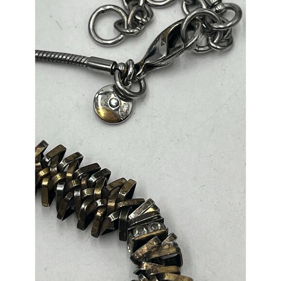 J. Crew Mixed Metal Hematite Crystal Layered Stacked Square Beads Snake Necklace - Picture 5 of 10